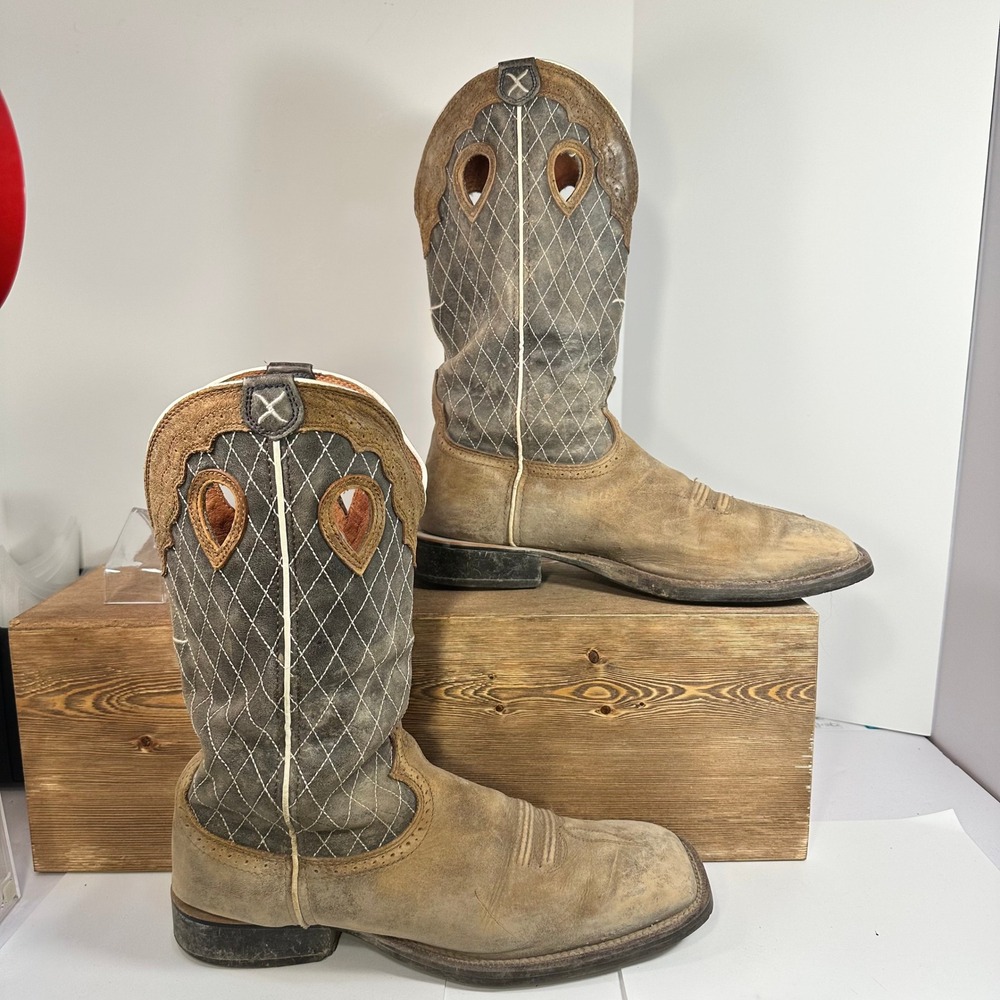 Twisted X Ruff Stock Cowboy Boots Mens SZ 12 EE WIDE Leather Western Ranch Rodeo